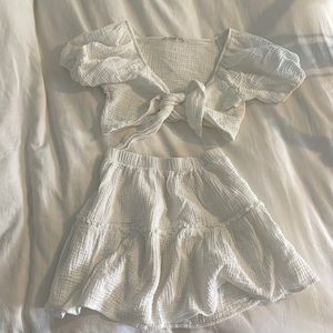 Cute white skirt and top set